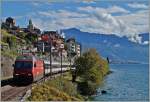 SBB Re 460 098-7 mit einem IR bei St-Saphorin.