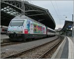 Die SBB Gotthard Werbelok Re 460 099-5 in Lausanne.