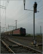 SBB Re 6/6 mit einem Gterzug in Ependes.