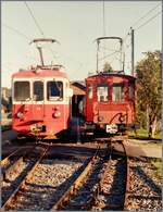 Die CEV BDeh 2/4 N° 74 und Te 82 warten in Blonay auf ihre nächsten Einsätze.