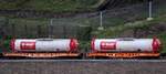 CH-WASCO 33 85 4505 022-5 Gattung Sgmmns und 33 85 4505 248-6 Gattung Sgmmns beladen mit BASF Tanktainer 80/1789 Hydrochloric Acid.