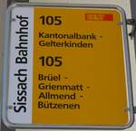 (150'709) - BLT-Haltestellenschild - Sissach, Bahnhof - am 18.