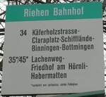 (159'688) - BVB-Haltestellenschild - Riehen, Bahnhof - am 11.