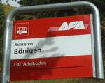 (130'333) - AFA-Haltestellenschild - Achseten, Bnigen - am 11.