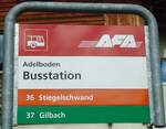 (129'511) - AFA-Haltestellenschild - Adelboden, Busstation - am 5.