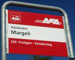 (130'378) - AFA-Haltestellenschild - Adelboden, Margeli - am 11.