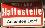 (137'058) - STI-Haltestellenschild - Aeschlen, Aeschlen Dorf - am 28.