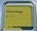 (153'708) - STI-Haltestellenschild - Buchen, Schmiedsegg - am 10.