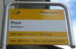 (161'456) - PostAuto-Haltestellenschild - Detligen, Post - am 30.