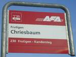 (131'696) - AFA-Haltestellenschild - Frutigen, Chriesbaum - am 26.