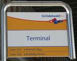 (232'862) - GrindelwaldBus-Haltestellenschild - Grindelwald, Terminal - am 13.