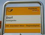 (135'164) - PostAuto-Haltestellenschild - Gsteigwiler, Dorf - am 15.