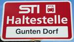 (128'226) - STI-Haltestellenschild - Gunten, Gunten Dorf - am 1.