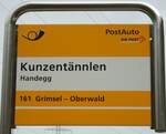 (127'526) - PostAuto-Haltestellenschild - Handegg, Kunzentnnlen - am 4.
