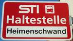 (136'782) - STI-Haltestellenschild - Heimenschwand, Heimenschwand - am 21.