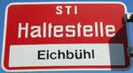 (128'219) - STI-Haltestellenschild - Hilterfingen, Eichbhl - am 1.