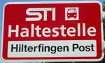(128'220) - STI-Haltestellenschild - Hilterfingen, Hilterfingen Post - am 1. August 2010