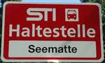 (128'217) - STI-Haltestellenschild - Hnibach, Seematte - am 1. August 2010