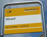(161'454) - PostAuto-Haltestellenschild - Illiswil, Illiswil - am 30.