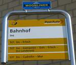 (175'216) - PostAuto-Haltestellenschild - Ins, Bahnhof - am 26.