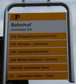 (283'311) - +P-Haltestellenschild - Interlaken Ost, Bahnhof - am 19. Dezember 2025