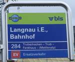 (265'901) - bls-Haltestellenschild - Langnau i.E., Bahnhof am 18.