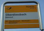 (133'480) - PostAuto-Haltestellenschild - Oberdiessbach, Bahnhof - am 25.