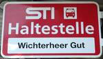 (128'222) - STI-Haltestellenschild - Oberhofen, Wichterheer Gut - am 1.