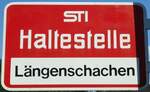 (128'223) - STI-Haltestellenschild - Oberhofen, Lngenschachen - am 1.