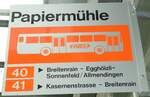 (132'426) - RBS-Haltestellenschild - Papiermhle, Papiermhle - am 24.