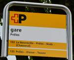 (286'500) - +P-Haltestellenschild - Pr�les, gare - am 28. April 2026