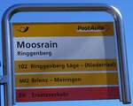 (273'098) - PostAuto-Haltestellenschild - Ringgenberg, Moosrain - am 20. Mrz 2025