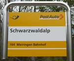 (161'001) - PostAuto-Haltestellenschild - Schwarzwaldalp, Schwarzwaldalp - am 25.