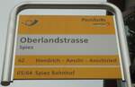 (130'305) - PostAuto-Haltestellenschild - Spiez, Oberlandstrasse - am 11.