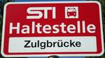 (128'204) - STI-Haltestellenschild - Steffisburg, Zulgbrcke - am 1.