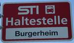 (128'206) - STI-Haltestellenschild - Steffisburg, Burgerheim - am 1.