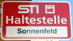 (128'208) - STI-Haltestellenschild - Steffisburg, Sonnenfeld - am 1.