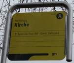 (283'162) - STI-Haltestellenschild - Steffisburg, Kirche - am 14. Dezember 2025