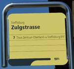 (287'361) - STI-Haltestellenschild - Steffisburg, Zulgstrasse - am 28. Mai 2026 