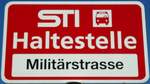 (128'200) - STI-Haltestellenschild - Thun, Militrstrasse - am 1.