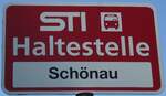 (128'202) - STI-Haltestellenschild - Thun, Schnau - am 1.