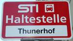 (128'215) - STI-Haltestellenschild - Thun, Thunerhof - am 1.