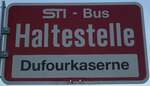 (136'855) - STI-Haltestellenschild - Thun, Dufourkaserne - am 22.
