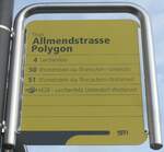 (223'019) - STI-Haltestellenschild - Thun, Allmendstrasse Polygon - am 14.