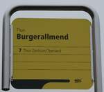 (283'135) - STI-Haltestellenschild - Thun, Burgerallmend - am 13. Dezember 2025