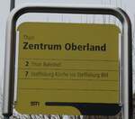 (283'139) - STI-Haltestellenschild - Thun, Zentrum Oberland - am 14. Dezember 2025