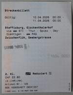(286'232) - STI/SBB/PAG-Einzelbillet vom 10. April 2026 am 19. April 2026 in Thun