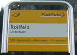 (183'537) - PostAuto-Haltestellenschild - Unterbach, Rollfeld - am 19.