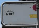 (278'060) - tpf/PostAuto-Haltestellenschild - Plaffeien, Dorf - am 26. Juli 2025