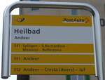 (165'248) - PostAuto-Haltestellenschild - Andeer, Heilbad - am 19.